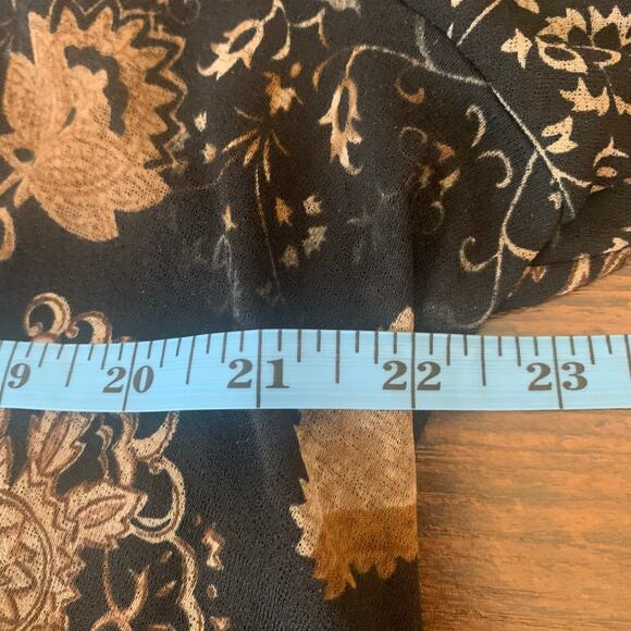 New York City Design Company Black and Brown Floral Sheer Top - Picture 7 of 8